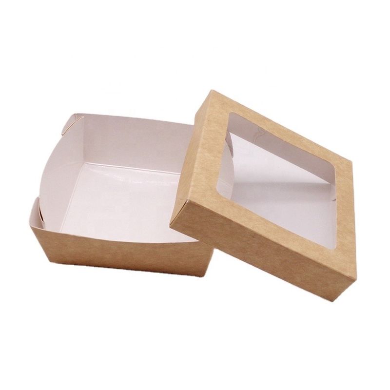 Hộp bao bì thức ăn nhanh Kraft Takeaway có cửa sổ rõ ràng