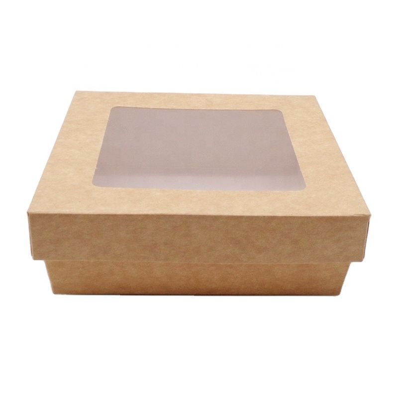 Hộp bao bì thức ăn nhanh Kraft Takeaway có cửa sổ rõ ràng