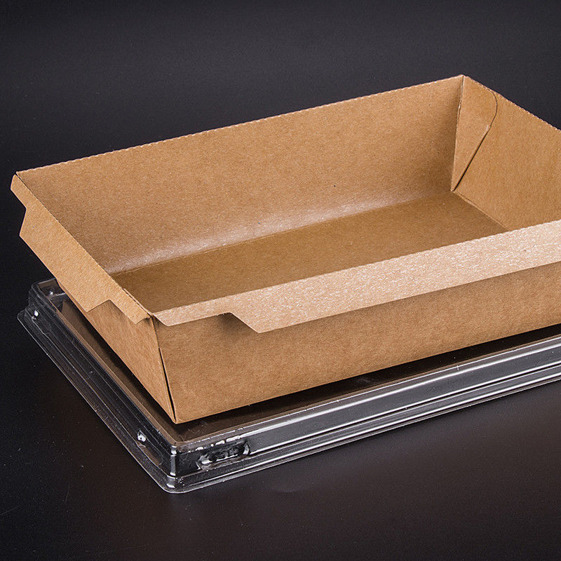 Hộp ăn trưa Kraft nâu Takeaway dùng một lần có nắp PET