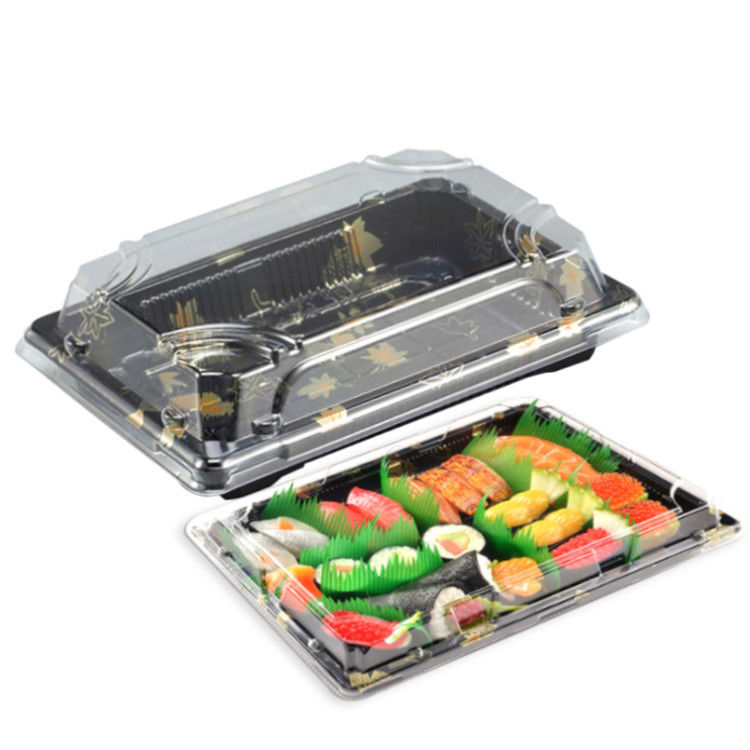 Hộp đựng Sushi Takeaway bằng nhựa có thể tái chế có nắp rõ ràng
