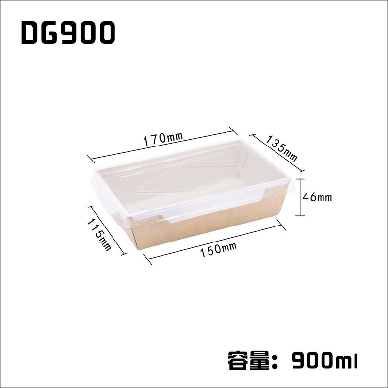 Hộp đựng giấy thủ công dùng một lần có nắp nhựa trong suốt