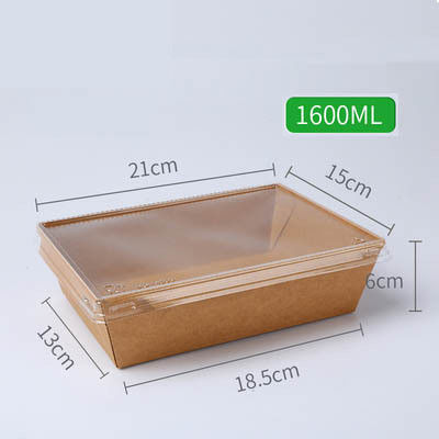 Salad PET Nắp Giấy Kraft hình chữ nhật Hộp đựng thực phẩm dùng một lần có nắp