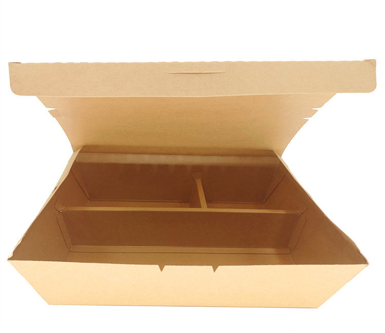 Hộp đựng giấy Kraft phân hủy sinh học Takeaway dùng một lần có ngăn