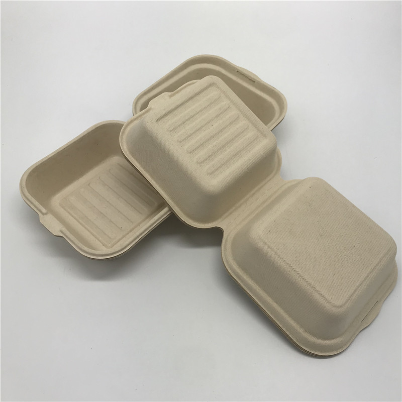 Rơm lúa mì Takeaway Hộp đựng thực phẩm Burger Hộp phân hủy sinh học dùng một lần