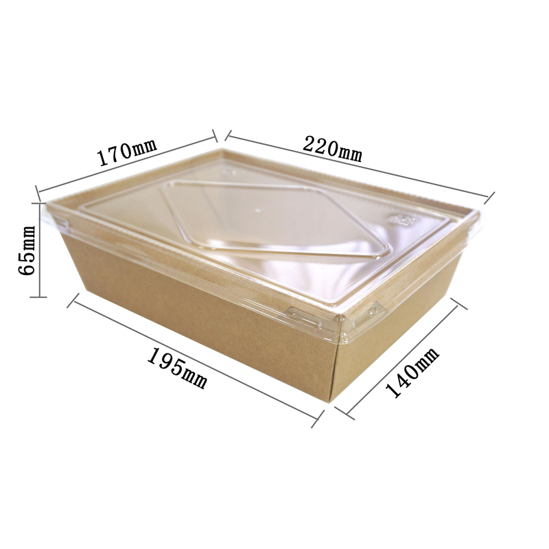 Hộp cơm Kraft Salad hình chữ nhật Dùng một lần Phân hủy sinh học 500ml - 2100ml