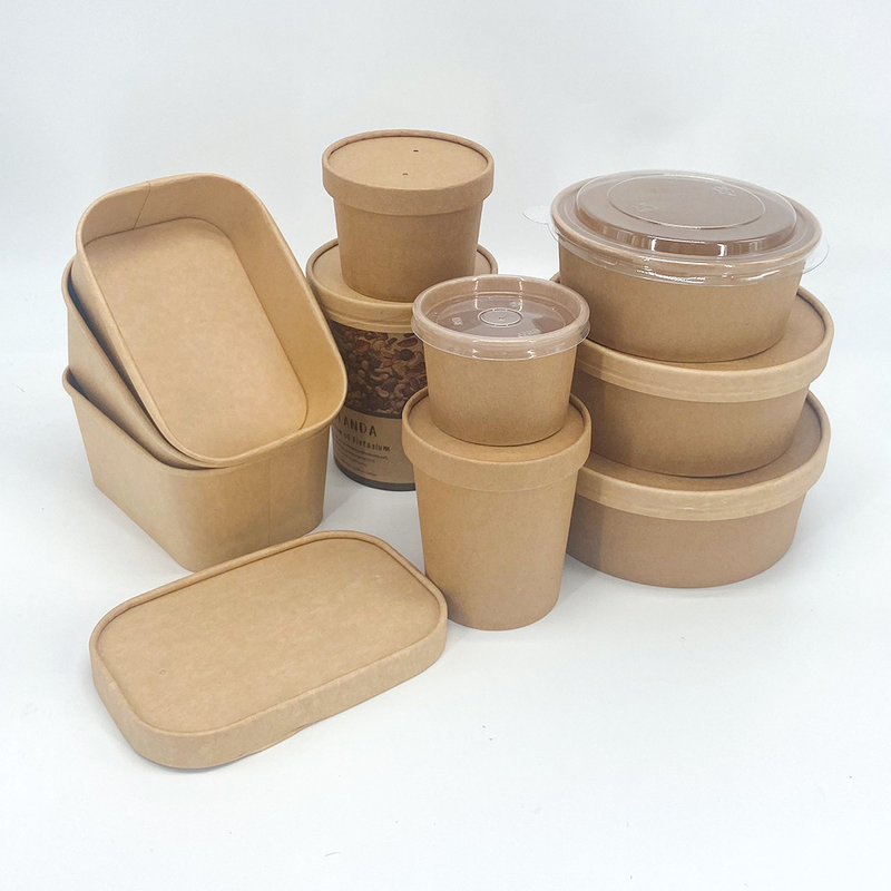 Hộp ăn trưa dùng một lần Giấy tráng giấy Nhà hàng cấp thực phẩm tùy chỉnh Hộp Bento
