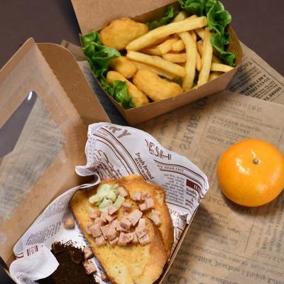 Kraft paper packaging box for food, environmentally friendly custom disposable food box for takeaway packaging
