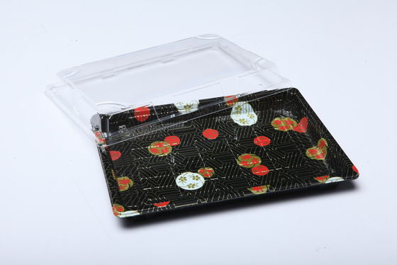 Không trượt Thức ăn dùng một lần lấy đi Bàn đựng sushi bằng nhựa kín với nắp